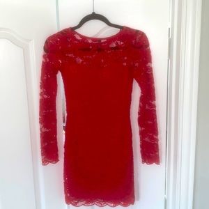 Divided Scarlet Lace Mini Dress